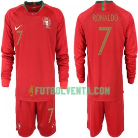 Camiseta de fútbol Portugal RONALDO 7 Niño 1ª equipación Mundial 2018 Manga Larga